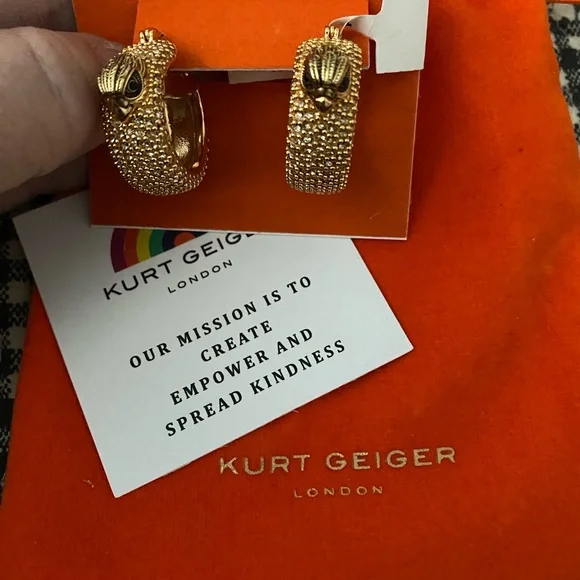 NWT Kurt Geiger Gold Eagle Head Hoop Earrings